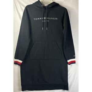 Tommy Hilfiger Women Logo Sweater Dress Hoodie Black Size S/P
